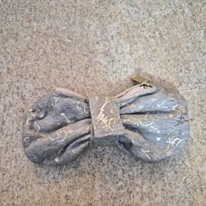 Hello Kitty Gray and Gold Bow Cosmetic Bag